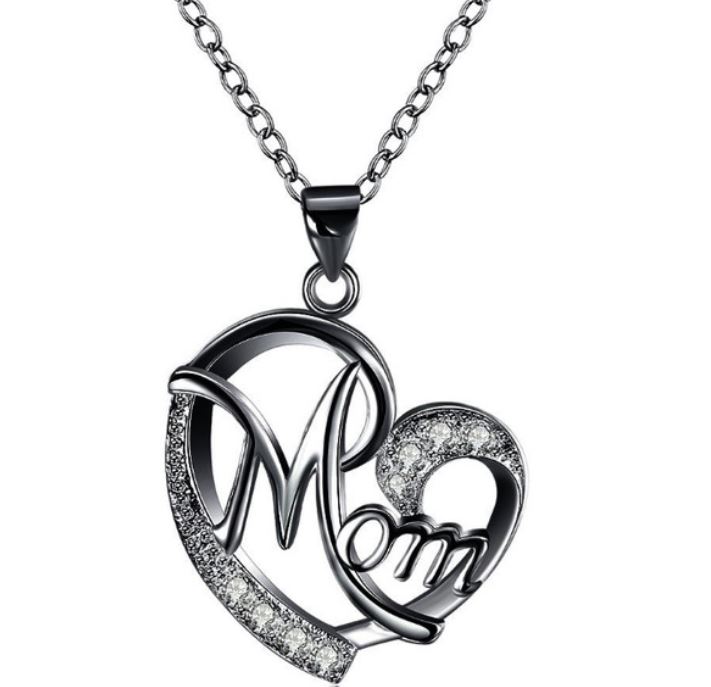Women Silver Pendant Chain Necklaces Love Heart Mom Zircon Mum Mother's Day Gift - Picture 8 of 14