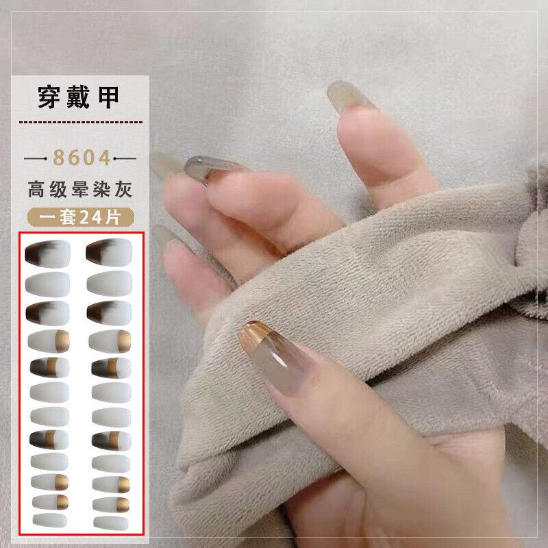 24 Pcs Women Ballerina Fake Nail Press On Long False French Manicure Full Cover - Picture 10 of 16