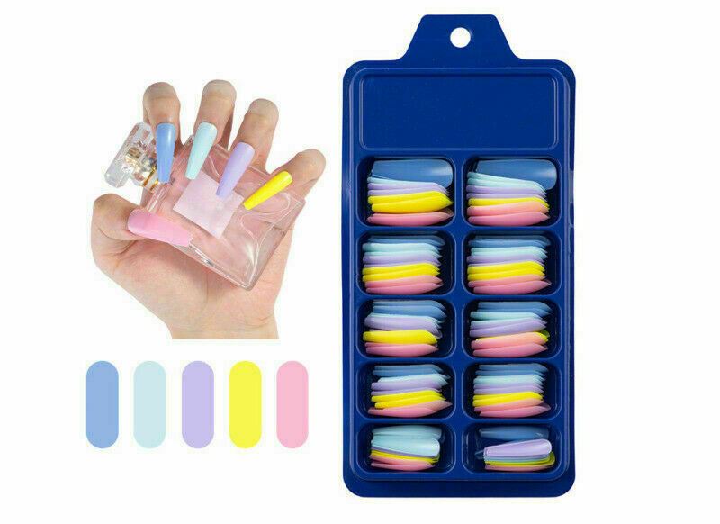 100 Pcs False Nail Tips Matte Full Cover Long Stiletto Fake Nails Art Manicure - Picture 26 of 35