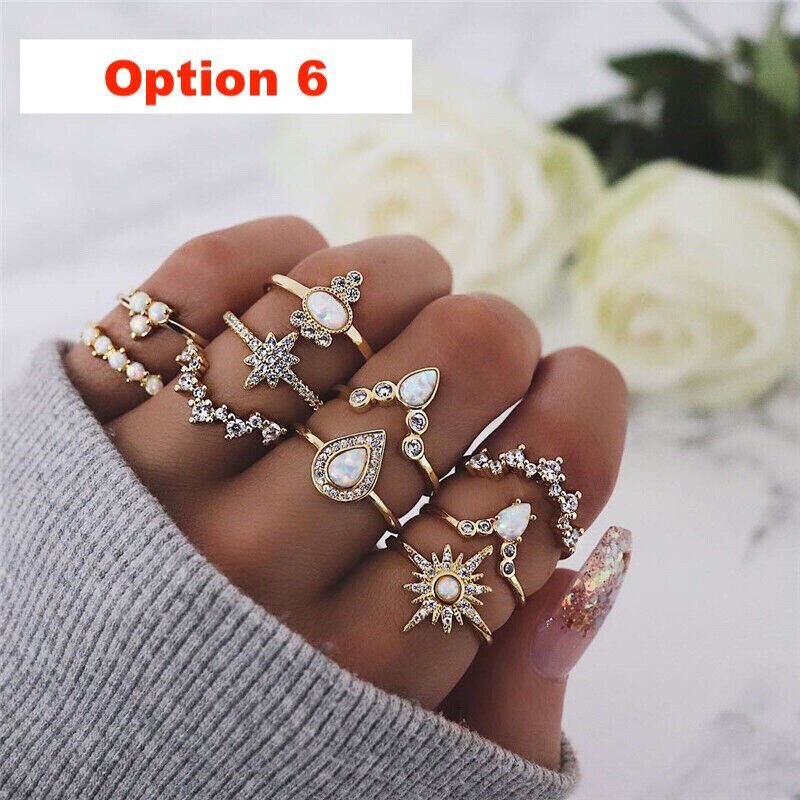 Boho Silver Gold Colour Yin Yang Knuckle Ring Set Women Girl Vintage Toe Thumb - Picture 8 of 11