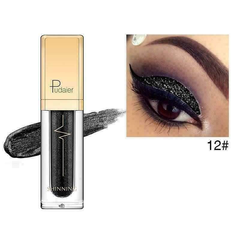 Pudaier Glitter Shimmer Metallic Eyeshadow Liquid Eyeliner Pigment Beauty Makeup - Picture 24 of 30