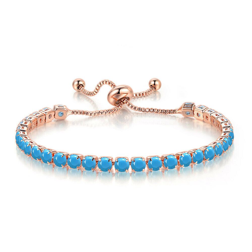 Rose Gold Adjustable Bridesmaid Women Bracelet Rhinestone Cubic Zircon Crystals - Picture 13 of 21