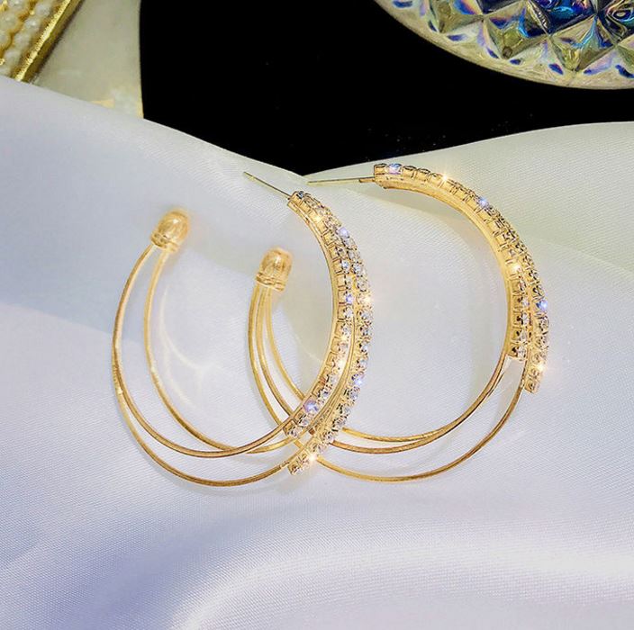 Silver Plated Earrings Large Zircon Circle Dangle Drop Ear Stud Jewellery - Picture 14 of 14
