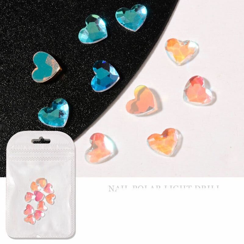 10Pcs Nail Art Glass Diamond Crystal Rhinestones Glitter Gem 3D Flat Back Stones - Picture 4 of 27