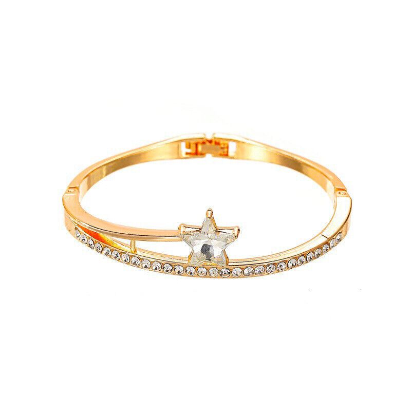 Women Crystal Star Diamante Bracelet Silver Rose Gold Zircon Bangle Bridal Gift - Picture 9 of 9