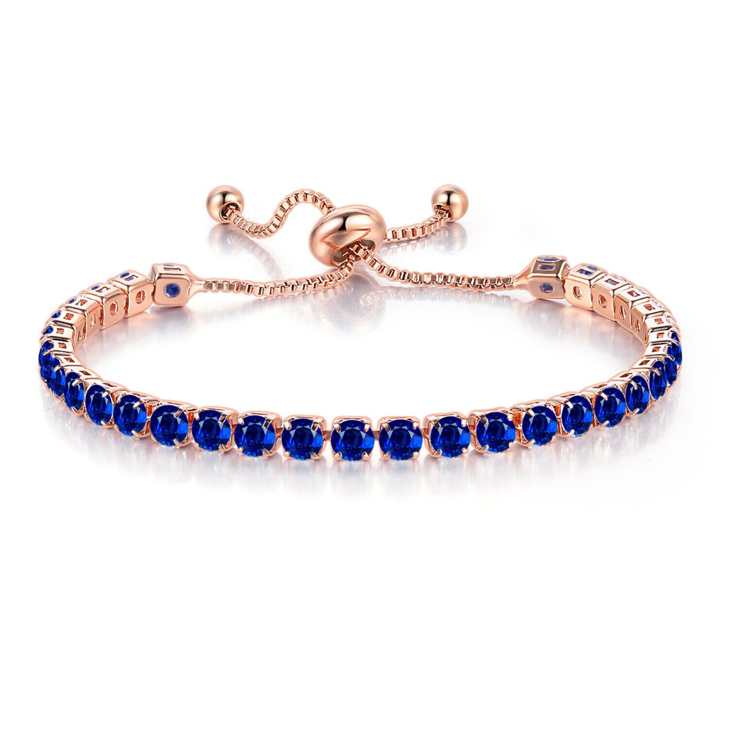 Rose Gold Adjustable Bridesmaid Women Bracelet Rhinestone Cubic Zircon Crystals - Picture 20 of 21