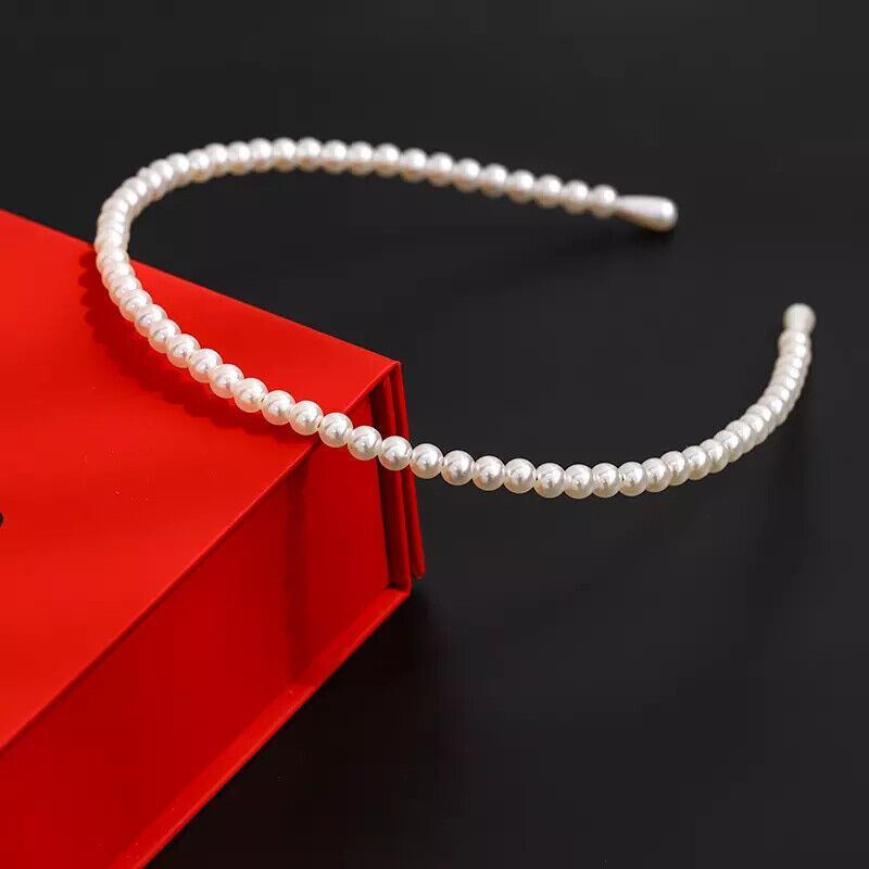 Women Girls Headband Handmade Beaded Pearl Hoops Bride Wedding Hair Accessories - Picture 15 of 25