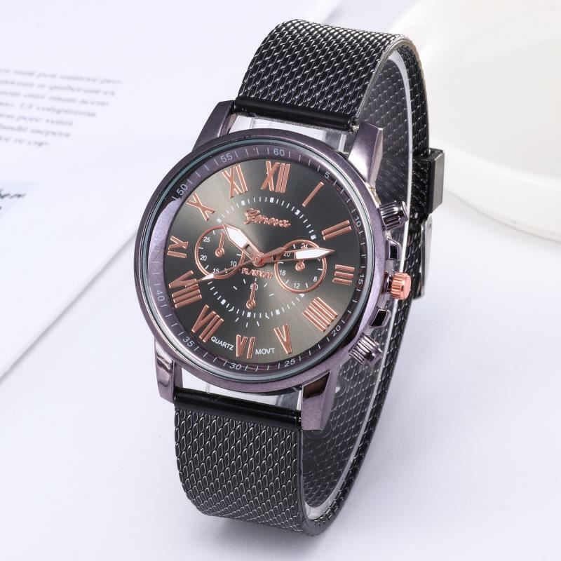 Women Band Wrist Watches Brown Red Black Pink GENEVA Ladies Alloy Mesh Watch - Picture 2 of 7