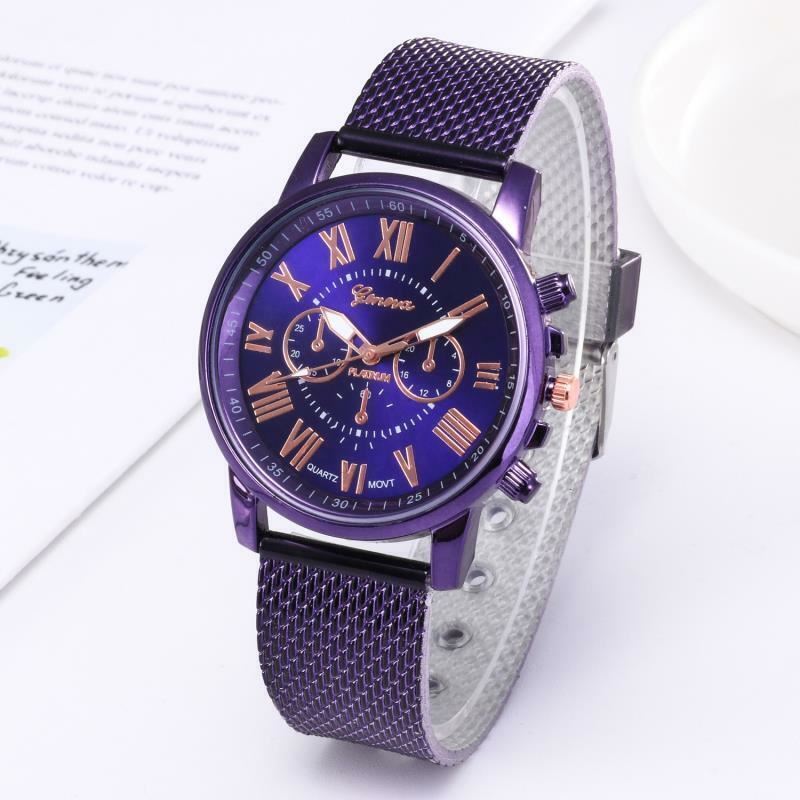 Women Band Wrist Watches Brown Red Black Pink GENEVA Ladies Alloy Mesh Watch - Picture 5 of 7