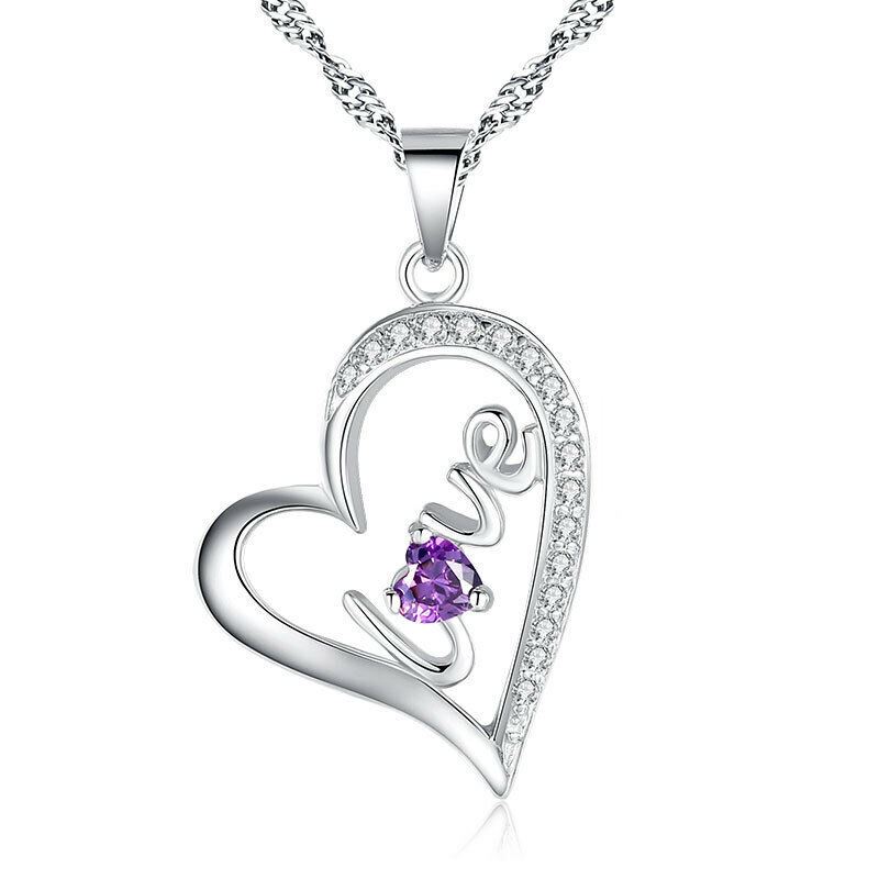Collana Cuore Ciondolo Cristallo Argento Placcato Catena Donna Gioielli - Foto 3 di 4