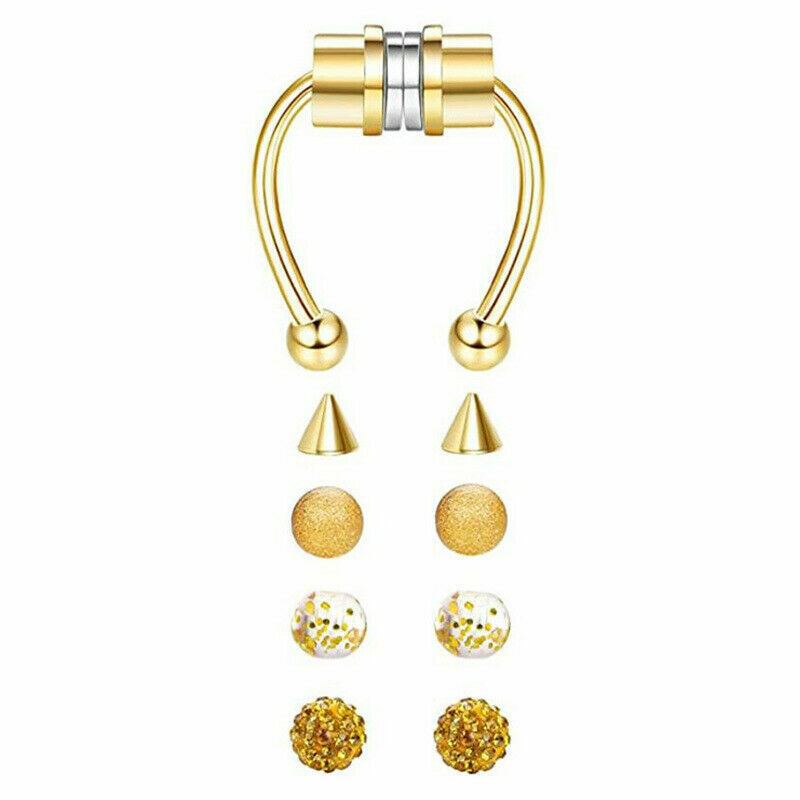 Nicht Piercing Magnet Stahl Ohr Nasen Ringe Fake Piercing Septum Clip 5 Stück Perlen - Bild 14 von 14