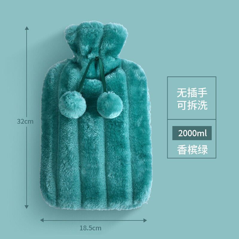 2L Large Natural Rubber Hot Water Bottle With Warm Faux Fur Knitted Fleece Cover - Imagen 10 de 14
