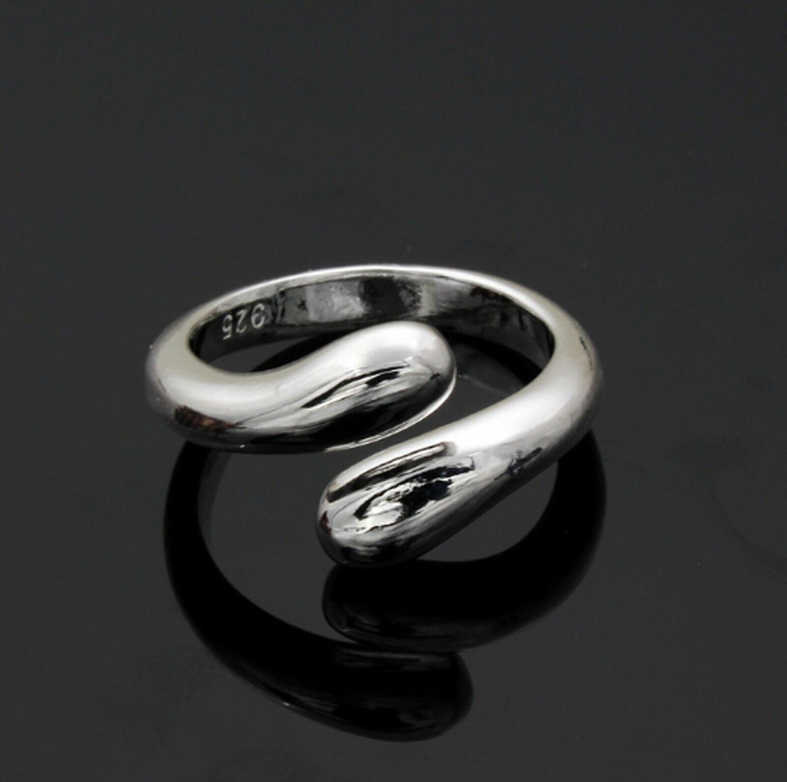 925 Sterlingsilber CZ verstellbarer Ring Schmuck Frauen Mädchen Band Finger Geschenk - Bild 8 von 14