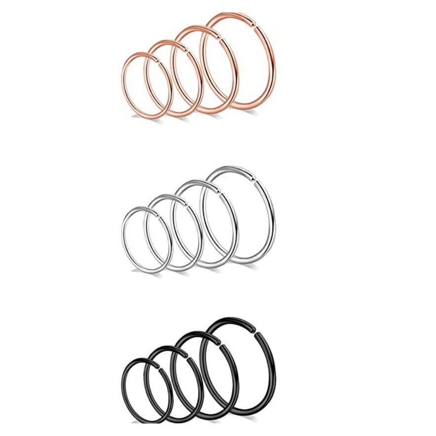 Juego de 3 piezas piercing corporal anillo nariz acero inoxidable aro labio cara oreja tabique hélice - Imagen 8 de 9