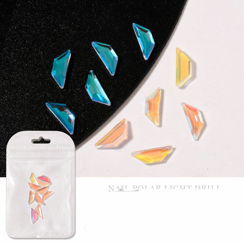 10Pcs Nail Art Glass Diamond Crystal Rhinestones Glitter Gem 3D Flat Back Stones - Picture 8 of 27