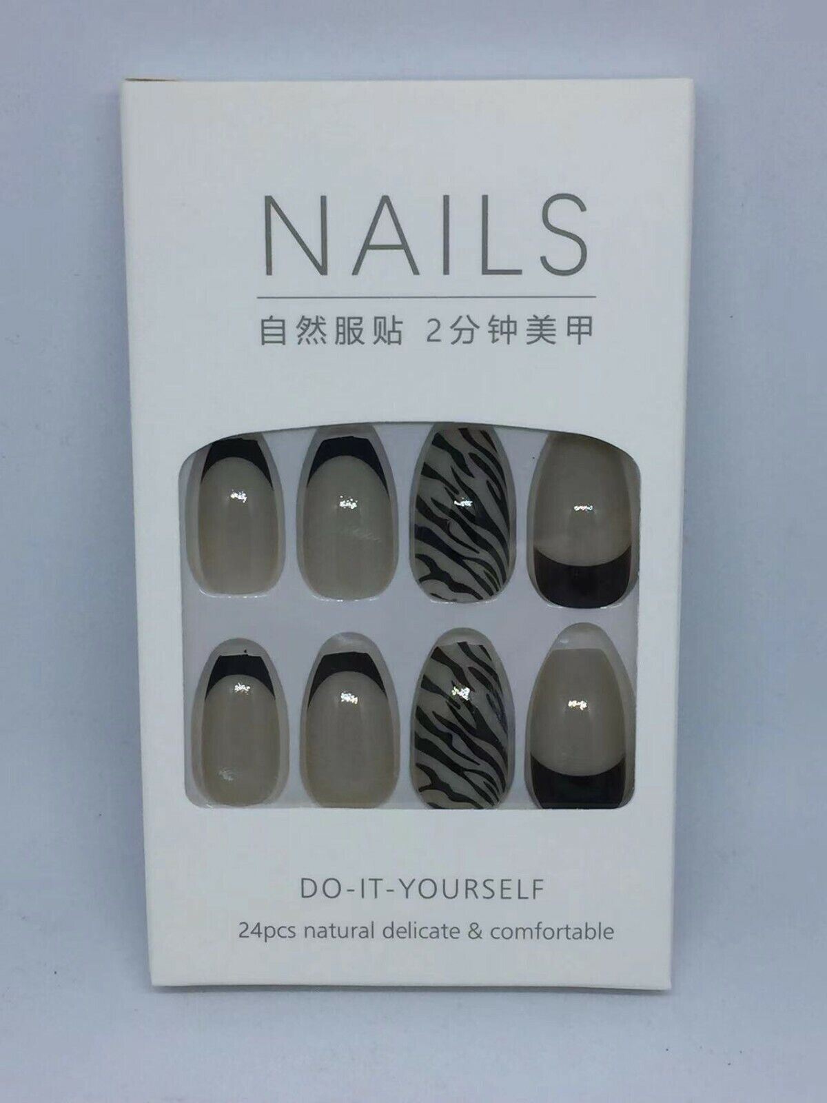 24 Pcs Women Ballerina Fake Nail Press On Long False French Manicure Full Cover - Picture 15 of 16