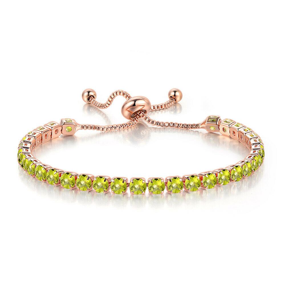 Rose Gold Adjustable Bridesmaid Women Bracelet Rhinestone Cubic Zircon Crystals - Picture 21 of 21