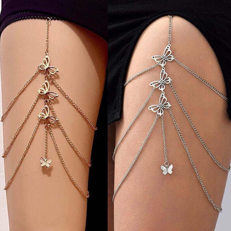 Women Leg Sexy Thigh Multilayer Chain Pendant Crystal Beach Body Chain Jewellery - Picture 36 of 43