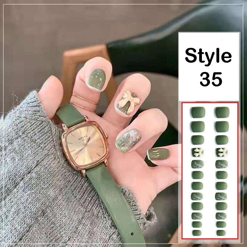 24 Pcs Press On Fake Acrylic Nails Women Girl Manicure 3D Bow Nail Art Glue Gift - Picture 11 of 17