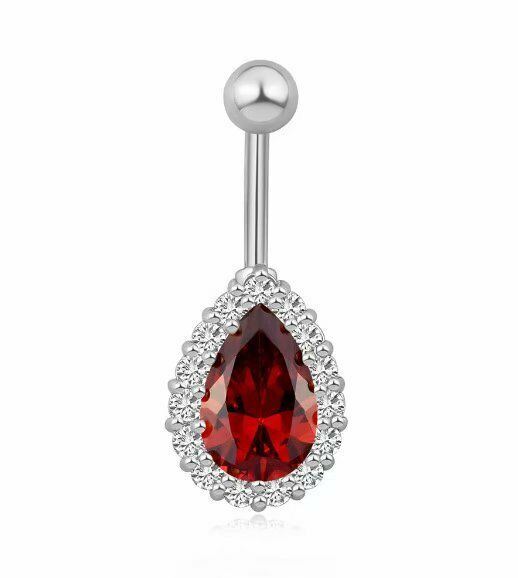 Barre con bottoni pancia donna corpo piercing acciaio inox argento ombelico pendente a goccia - Foto 12 di 17