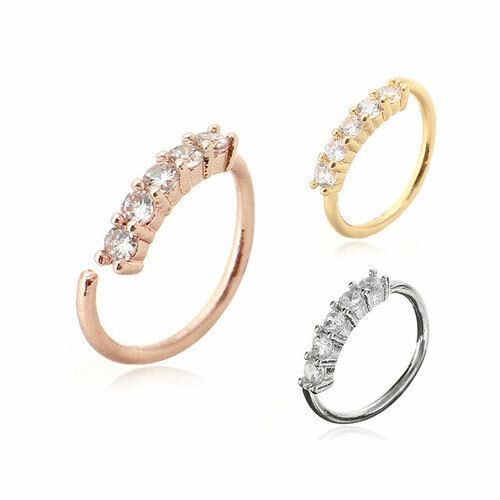 Anillo de tabique falso para niñas puño nariz no perforado joyería anillo de circón perforación falsa - Imagen 6 de 6