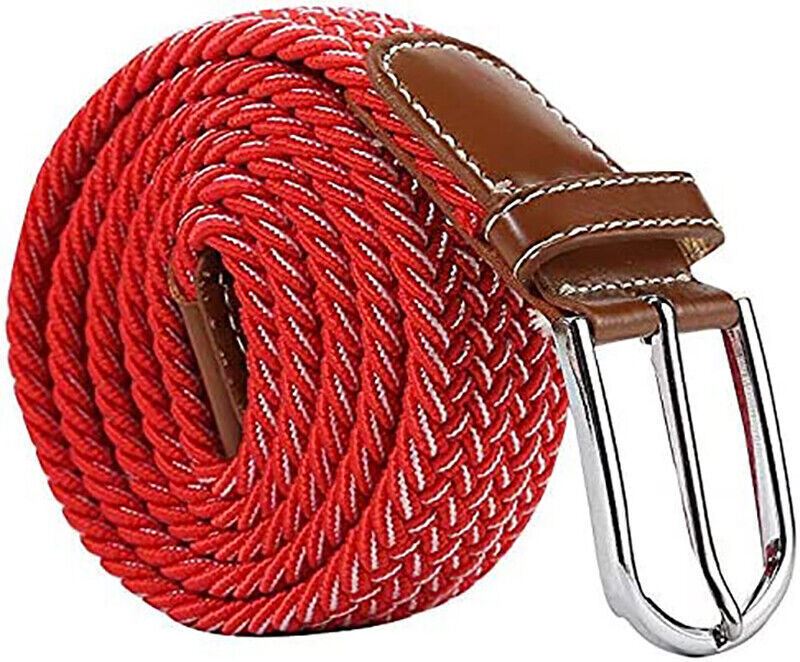Cinturón Tejido Elástico Hombres Mujeres Vintage Informal Trenzado Acero Hebilla Cintura - Imagen 8 de 11