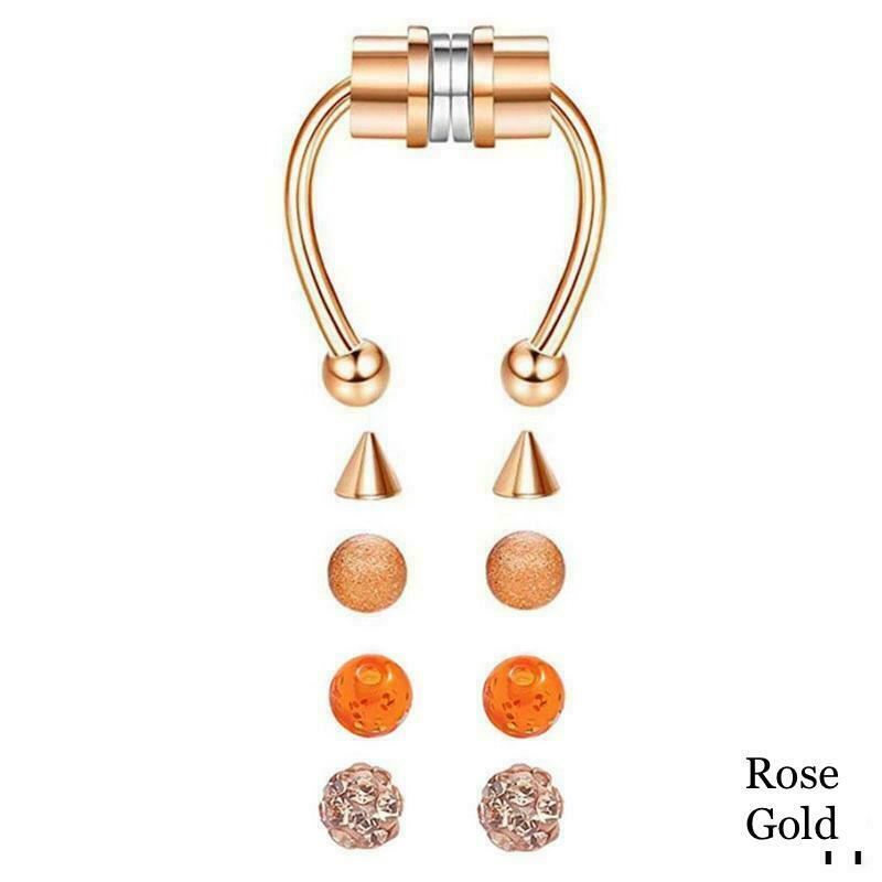 Nicht Piercing Magnet Stahl Ohr Nasen Ringe Fake Piercing Septum Clip 5 Stück Perlen - Bild 12 von 14