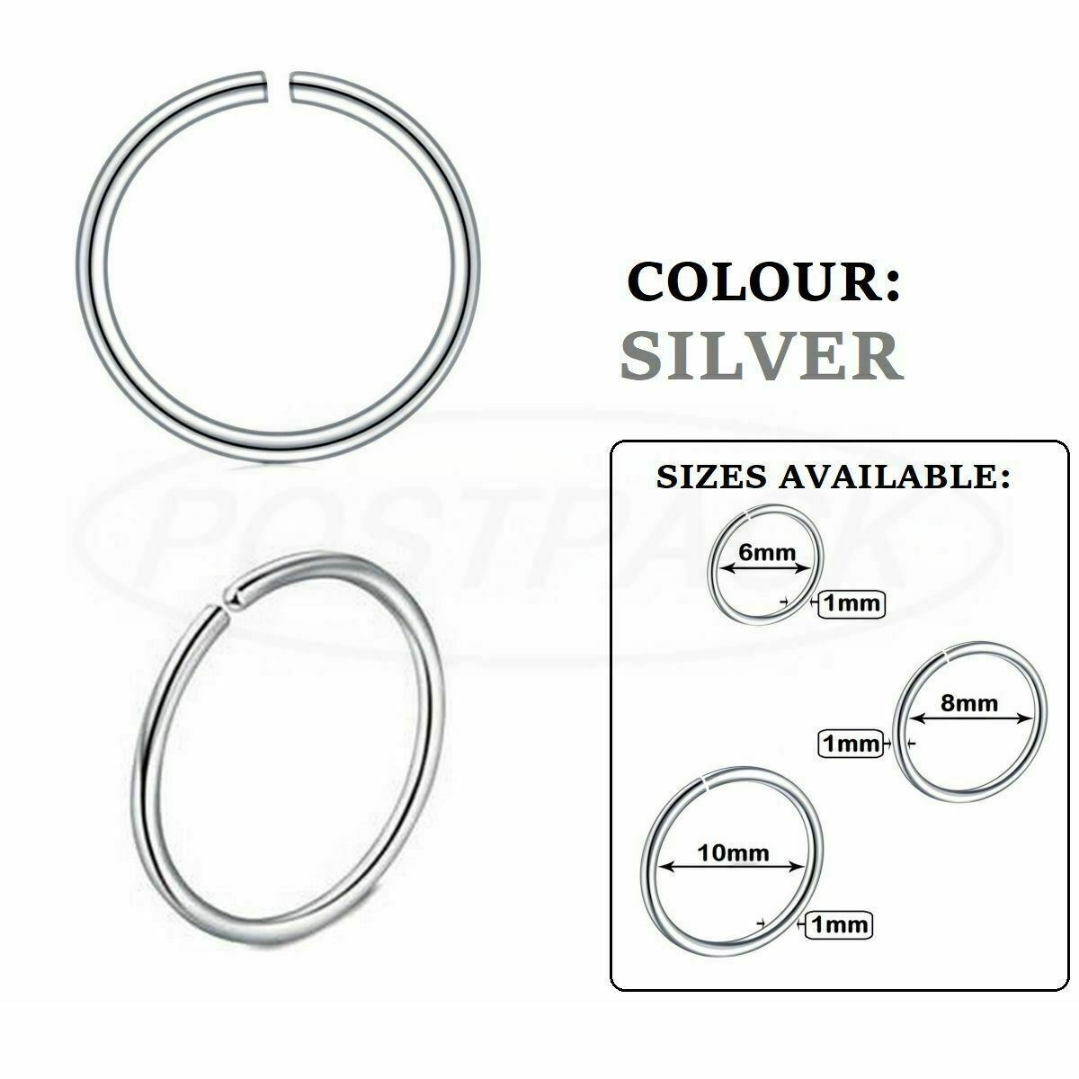Juego de 3 piezas piercing corporal anillo nariz acero inoxidable aro labio cara oreja tabique hélice - Imagen 9 de 9
