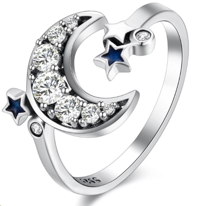 925 Sterlingsilber CZ verstellbarer Ring Schmuck Frauen Mädchen Band Finger Geschenk - Bild 13 von 14