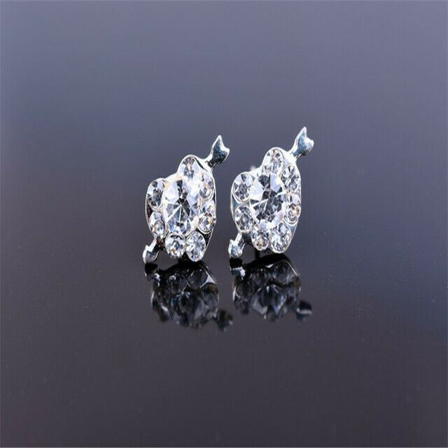 Women/Girls Silver Plated Stud Earrings Heart Crystal Wedding Stud Earrings UK - Picture 17 of 19