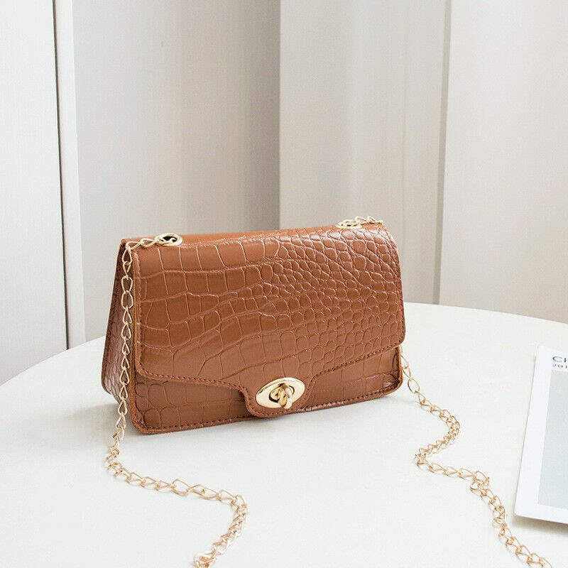 Women Alligator PU Leather Bag Handbag Shoulder Crossbody Bag Chain Strap Party - Picture 5 of 8