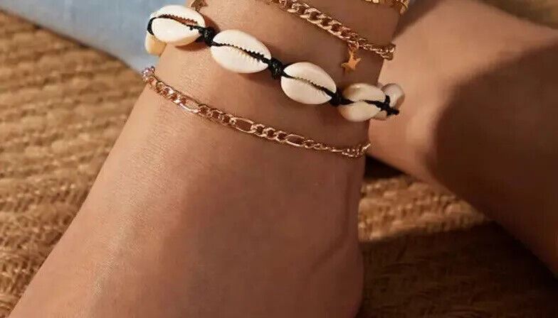 Gold Boho Ankle Bracelet Multi Layer Anklet Anklets Adjustable Chain Foot Beach - Picture 13 of 14