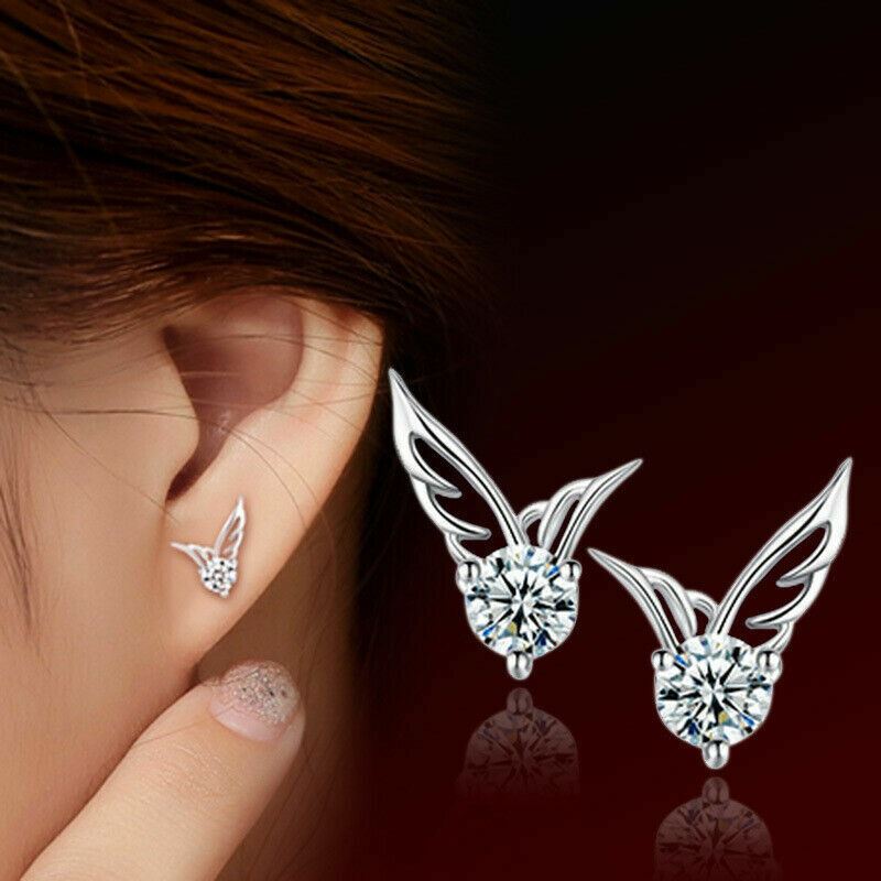 Pendientes de circonio cúbico de plata esterlina 925 con tachuelas cristal liso Reino Unido - Imagen 11 de 16