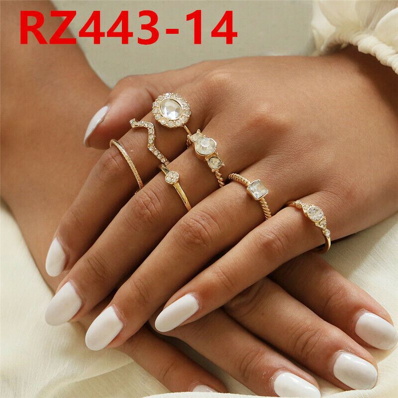 Boho Silver Gold Colour Yin Yang Knuckle Ring Set Women Girl Vintage Toe Thumb - Picture 7 of 11