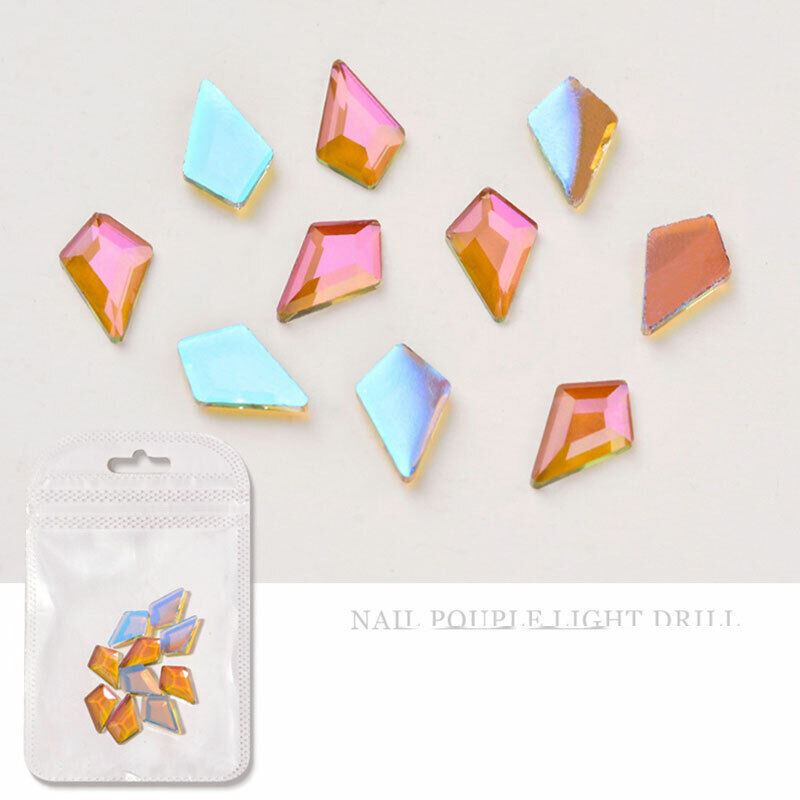 10Pcs Nail Art Glass Diamond Crystal Rhinestones Glitter Gem 3D Flat Back Stones - Picture 23 of 27