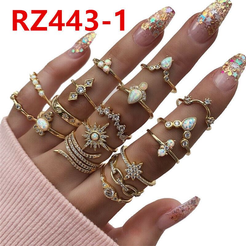 Boho Silver Gold Colour Yin Yang Knuckle Ring Set Women Girl Vintage Toe Thumb - Picture 5 of 11