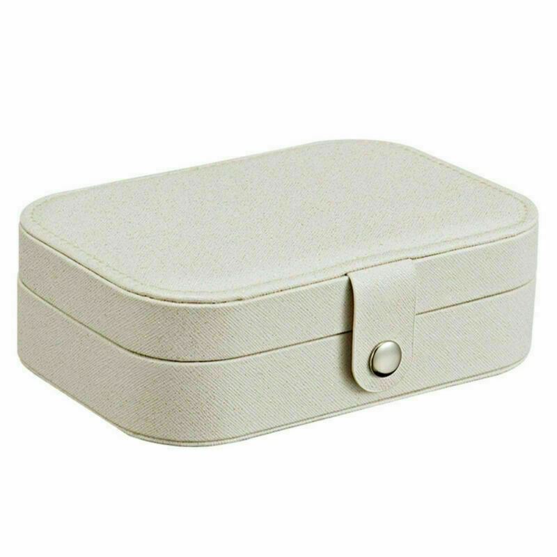Organizador portátil de caja de joyas de viaje adornos de cuero PU estuche de almacenamiento regalo - Imagen 17 de 17