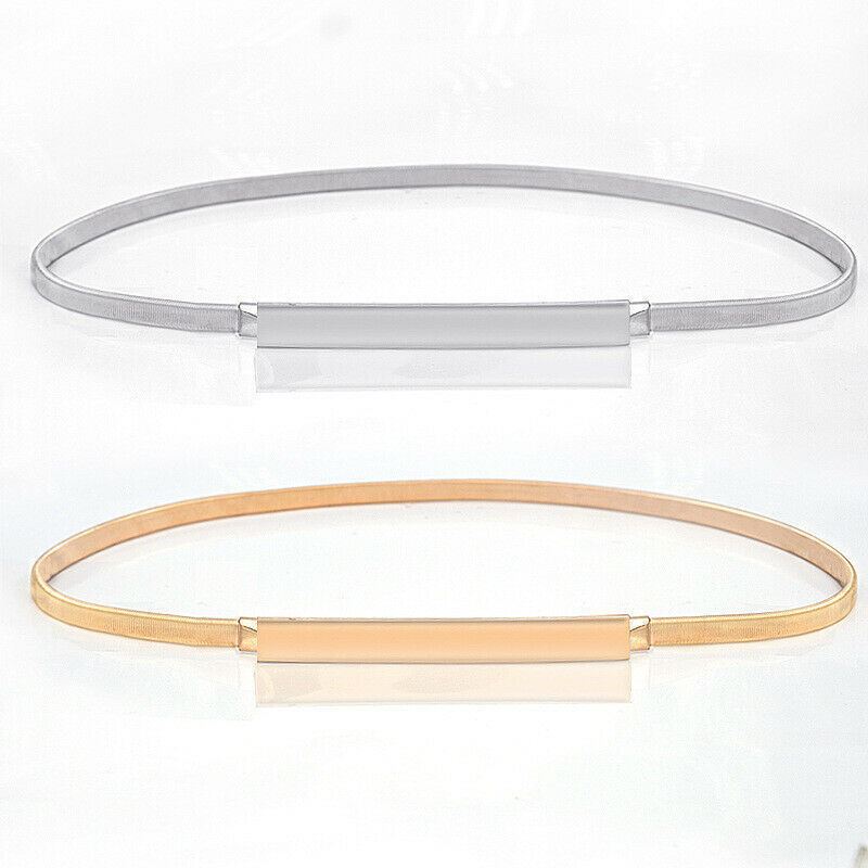 Mujeres Damas Moda Patinadora Hojas Metal Elástico Delgado Cintura Cintura Cintura - Imagen 4 de 42