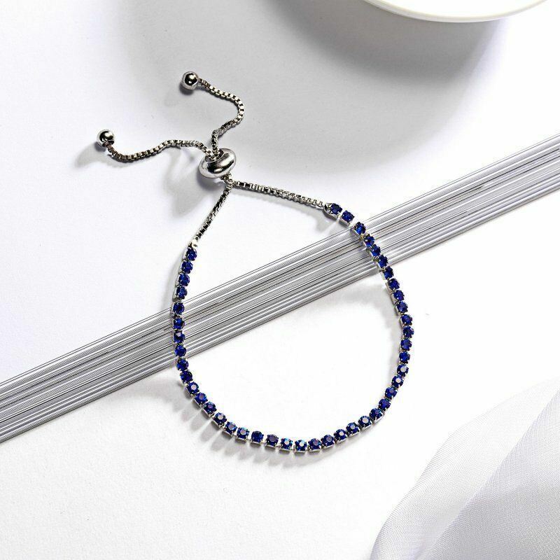 Pulsera ajustable para mujeres Cubic Silver Bridesmaid Friendship Zircon Crystal - Imagen 9 de 10