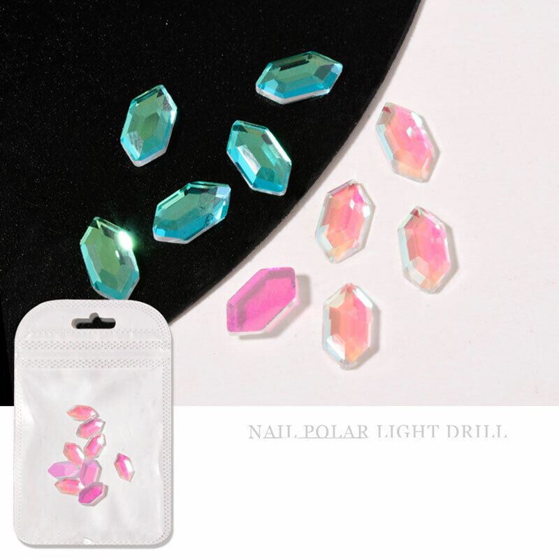 10Pcs Nail Art Glass Diamond Crystal Rhinestones Glitter Gem 3D Flat Back Stones - Picture 7 of 27