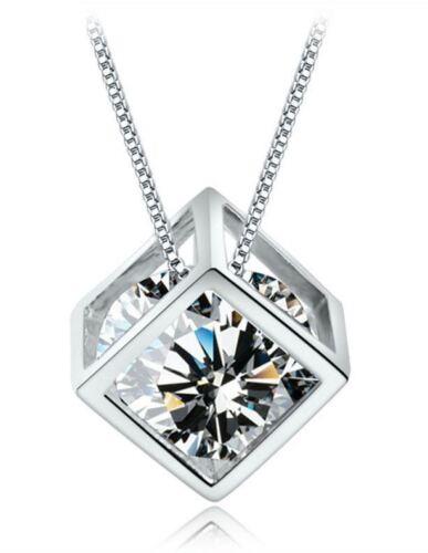 Corazón Cristal Plateado Cubo 3D Collar Cadena Mujeres Joyería Regalos - Imagen 4 de 4