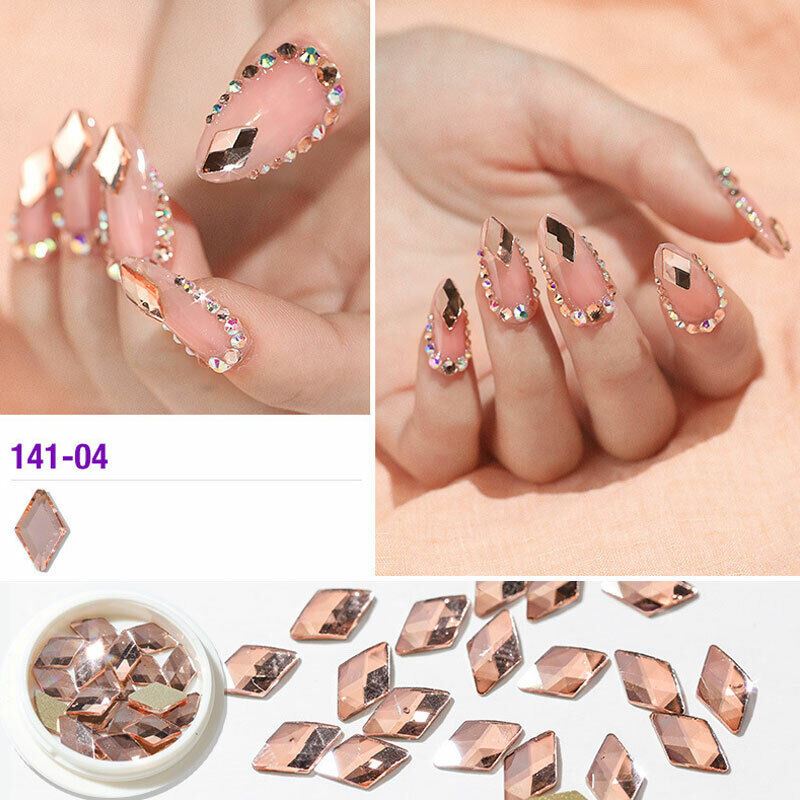 Nail Art Strasssteine AB flache Rückseite gemischte 3D-Spitzen Kristallglitzer Diamant Edelstein Box - Bild 10 von 13