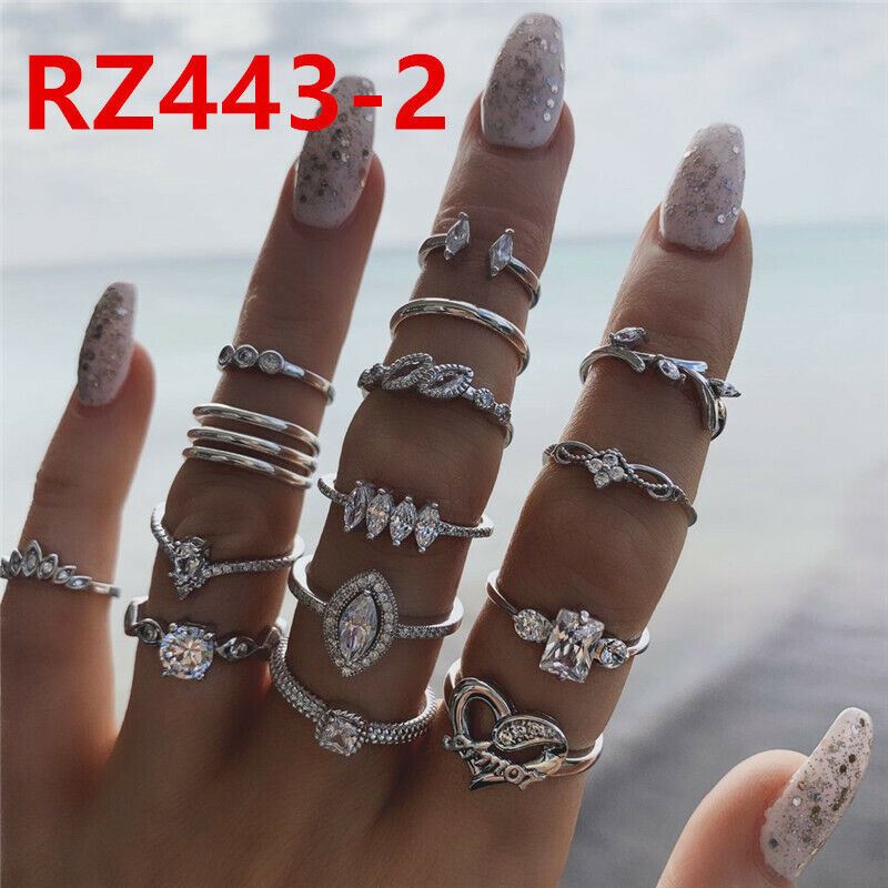 Boho Silver Gold Colour Yin Yang Knuckle Ring Set Women Girl Vintage Toe Thumb - Picture 6 of 11