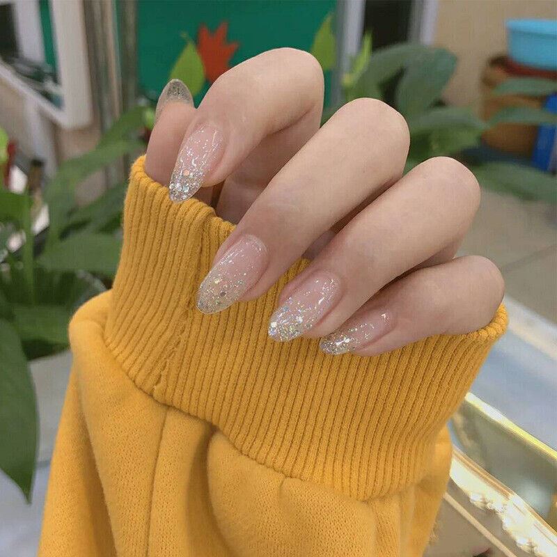 24 Pcs Women Ballerina Fake Nail Press On Long False French Manicure Full Cover - Picture 12 of 16