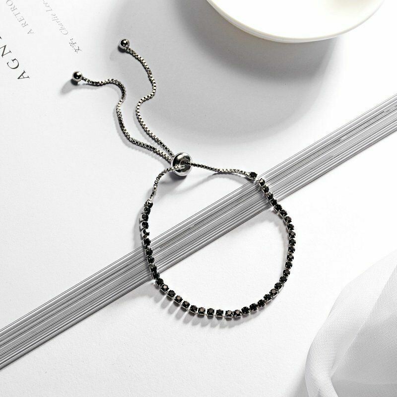 Pulsera ajustable para mujeres Cubic Silver Bridesmaid Friendship Zircon Crystal - Imagen 8 de 10