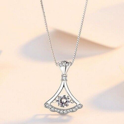 Ladies Crystal Skirt Necklace Chain Rose Gold Silver Colour Anniversary Gift - Picture 3 of 3