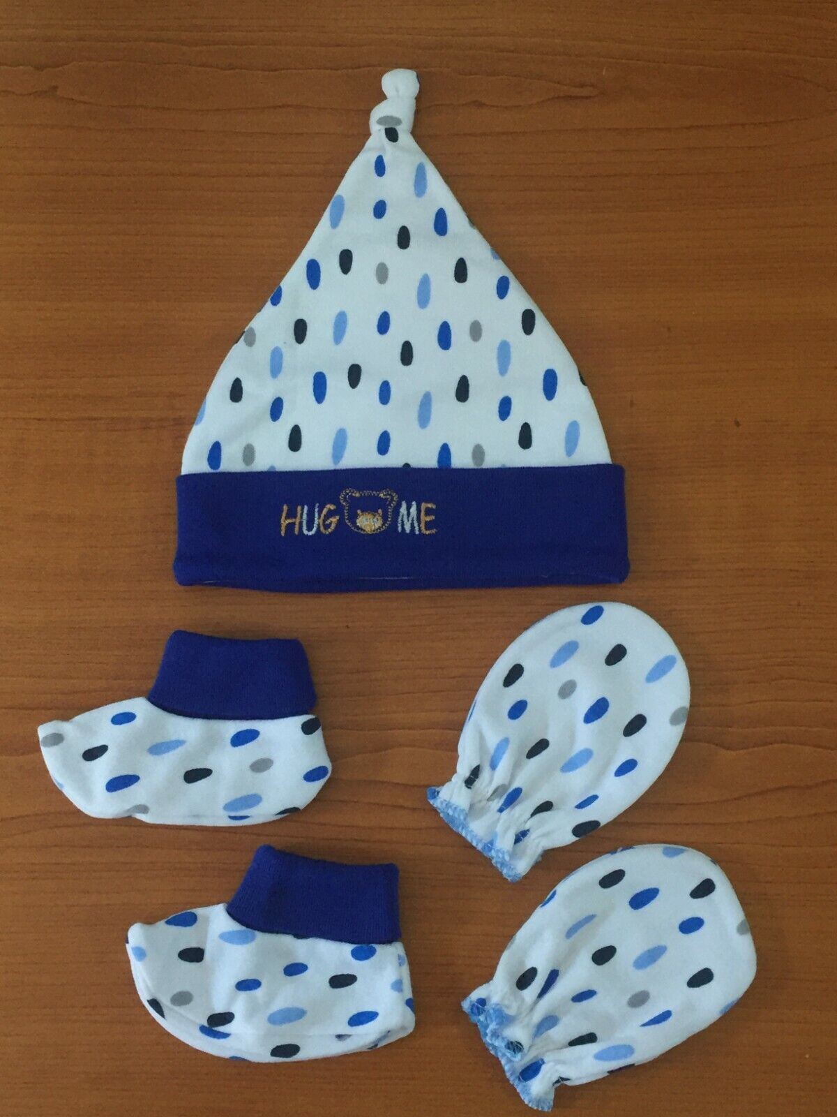 Newborn Baby Beanie Hats and Anti Scratch Mittens Set 100% Cotton Caps Glove 0-6 - Picture 14 of 18