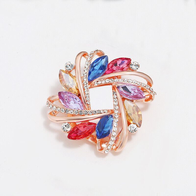 Women Round Circle Silk Scarf Ring Pin Brooch Buckle Rhinestone T-Shirt Clip - Picture 29 of 36