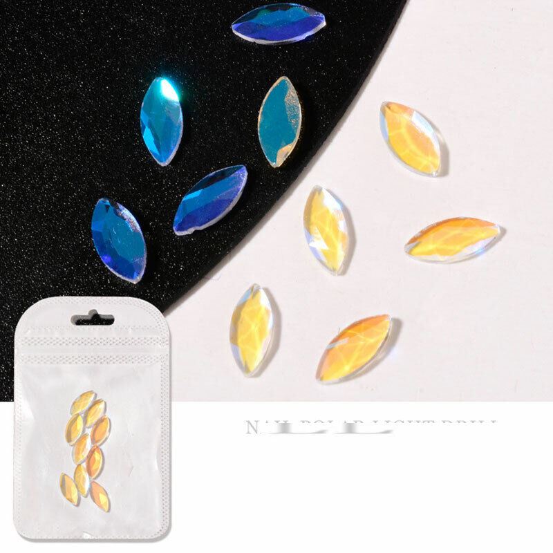 10Pcs Nail Art Glass Diamond Crystal Rhinestones Glitter Gem 3D Flat Back Stones - Picture 9 of 27