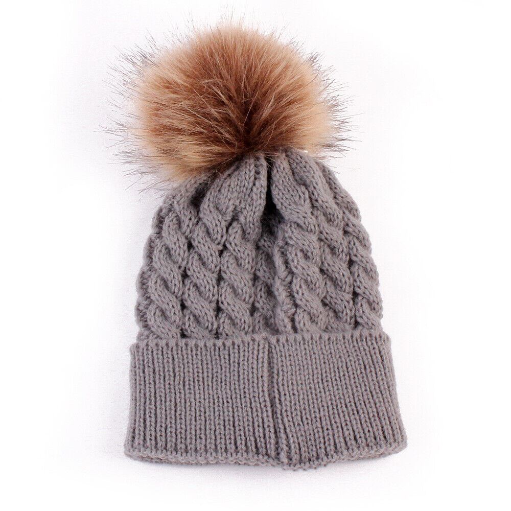 Baby Double Pom Pom Hat 2 Bobble Beanie Knitted Winter Warm Boy Girl Newborn-24M - Picture 7 of 27